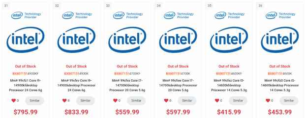 平均性能提升仅3%，Intel 14代酷睿提在加拿大提前上架加拿大：价格全线上涨