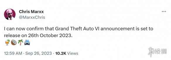 爆料者确认《GTA6》将于2023年10月26日正式公布！