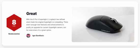 罗技 G Pro X Superlight 2鼠标IGN 8分:适合新用户