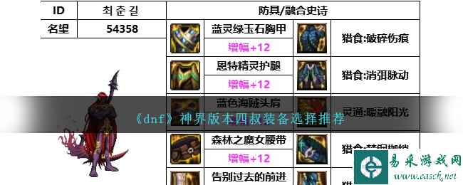 《dnf》神界版本四叔装备选择推荐