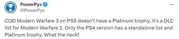 《使命召唤20》PS5版无白金奖杯 仅作为前代DLC存在！