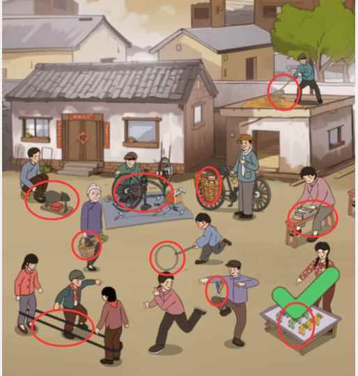 《爆梗找茬王》怀旧赶集通关攻略