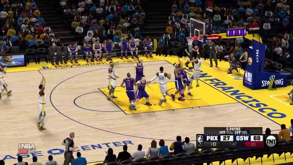 NBA2K库里爆砍34分9助攻，杜兰特27+13，勇士主场大胜太阳
