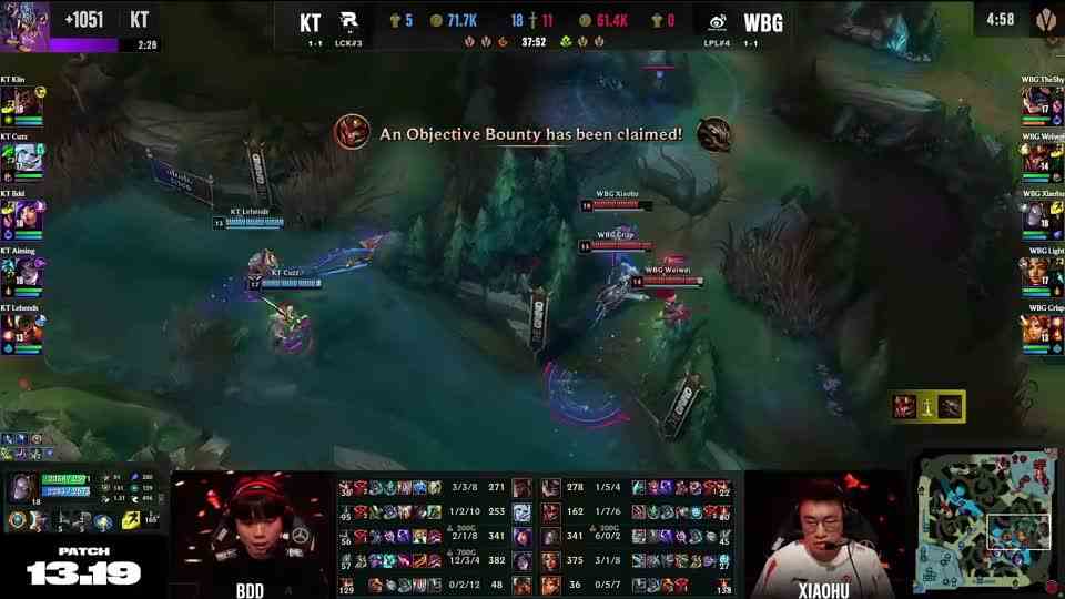 TheShy兰博落地被秒，KT下路0换3直接一波带走WBG