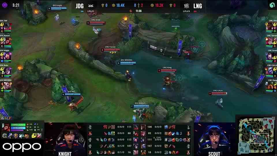 沟通失误？LNG开团目标不一，Knight反手大三人打成2换2