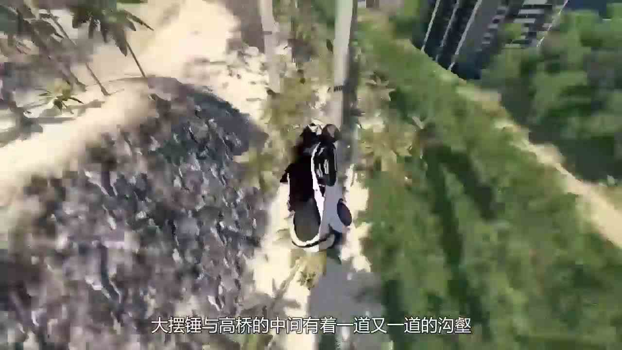 汽车加足马力能通过大摆锤吗？3D动画模拟全过程，画面太壮观了！