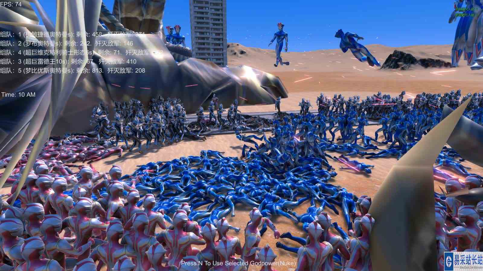 史诗战争模拟器：1000个机敏捷德奥特曼VS三位奥特曼与怪兽