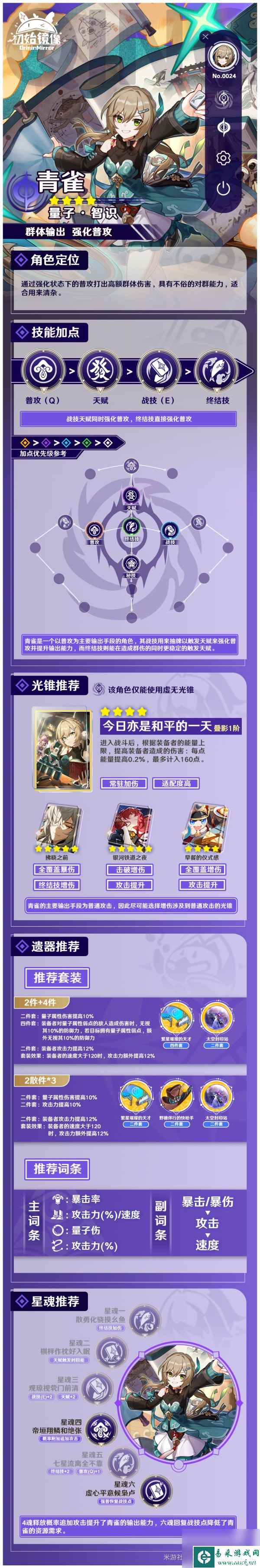 《崩坏星穹铁道》青雀角色攻略