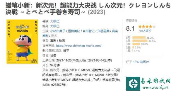 豆瓣8.1!《蜡笔小新》首部3D剧场版动画今日内地上映