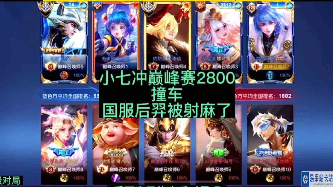 巅峰第一的小七冲巅峰赛2800分撞车国服后羿被射麻了#国服弈星