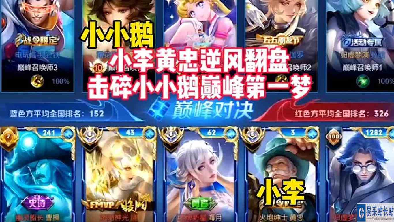 小李黄忠逆风翻盘击碎小小鹅巅峰第一梦，高地黄忠扭转乾坤#小李