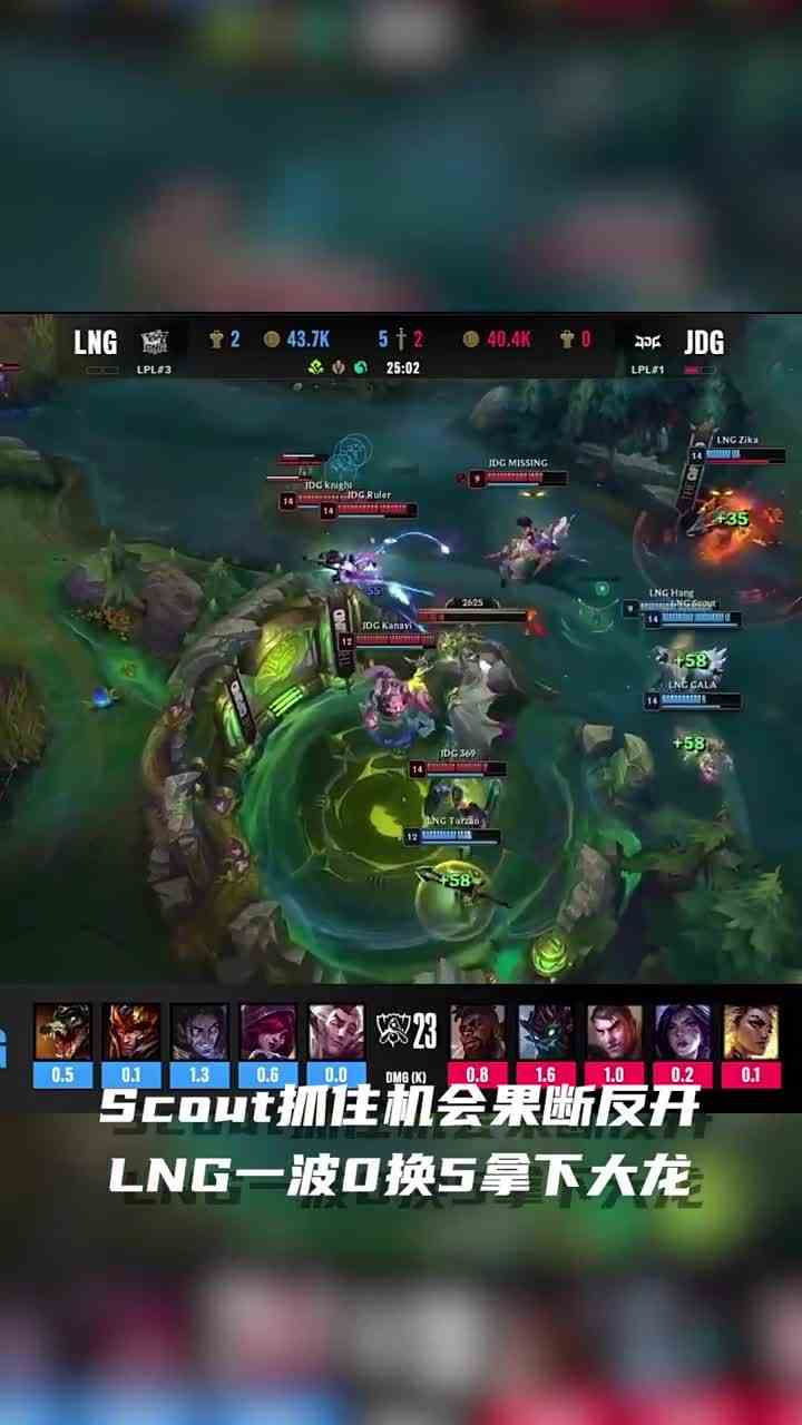472. Scout果断反开，LNG团灭JDG将比赛扳平 #英雄联盟S13 #2023全球总决赛