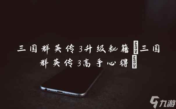 三国群英传3升级秘籍(三国群英传3高手心得)