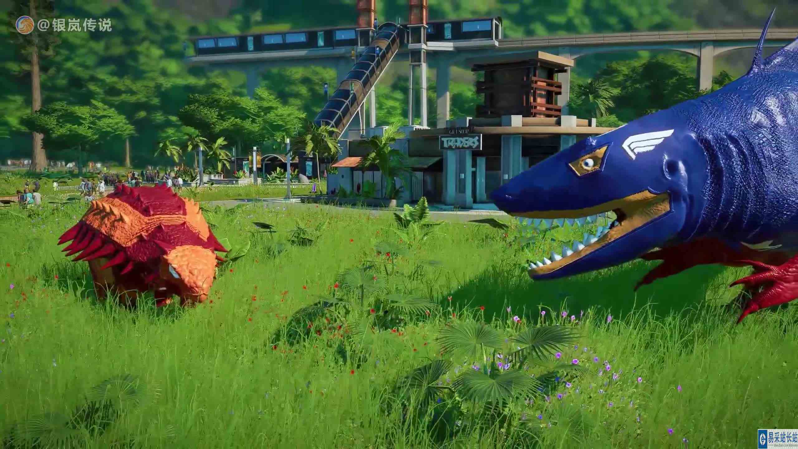 鲨鱼王 VS 巨盾甲龙、霸王龙 ~ 侏罗纪世界进化 #游戏新星扶持计划 