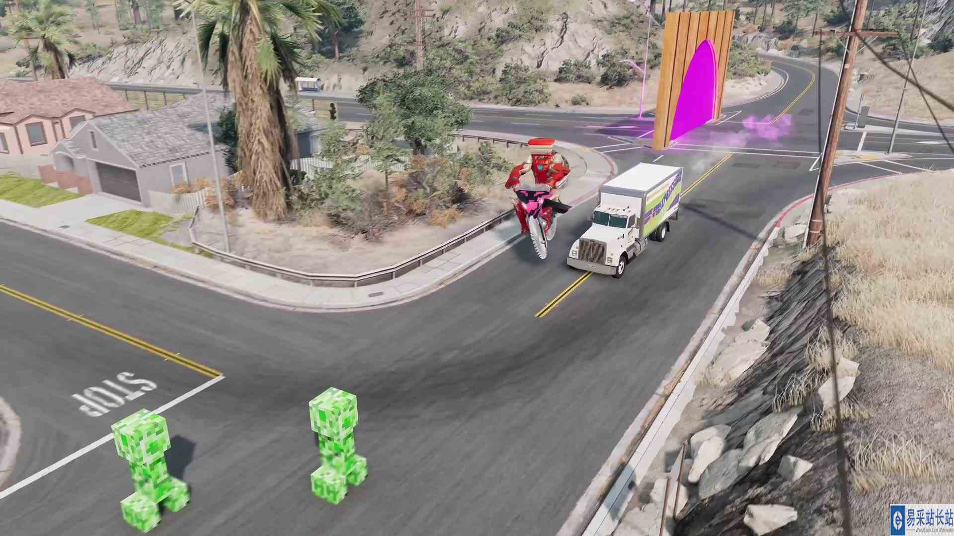 车祸模拟器：骑摩托车的钢铁侠闯关挑战#车祸模拟器#游戏#动画