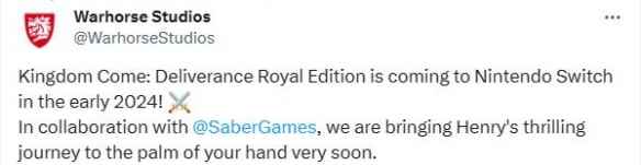 《天国：拯救》皇家版将于2024年初登陆Switch平台 ​​​