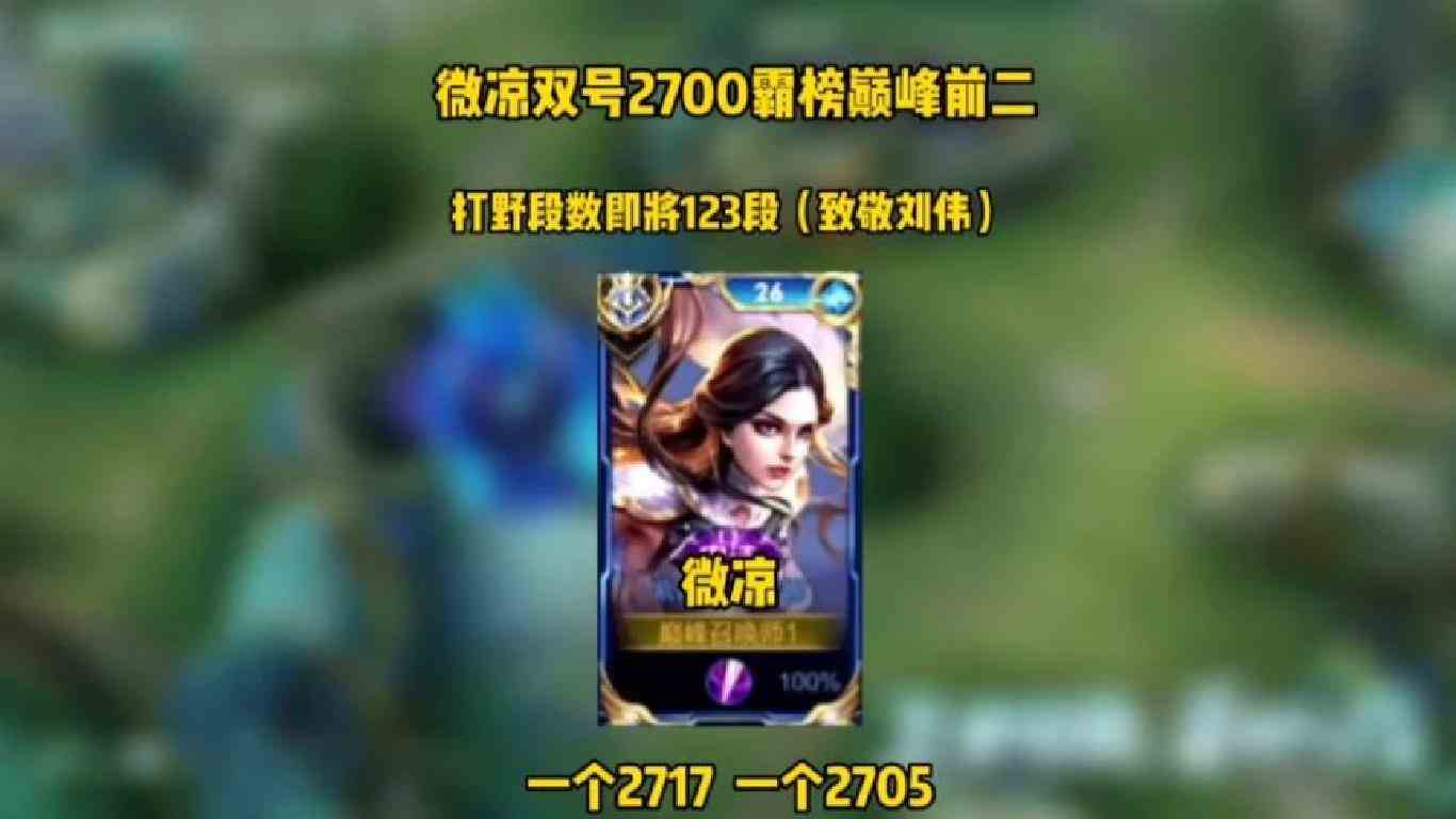 微凉双号2700霸榜巅峰前二，一个2717，一个2705非常有实力