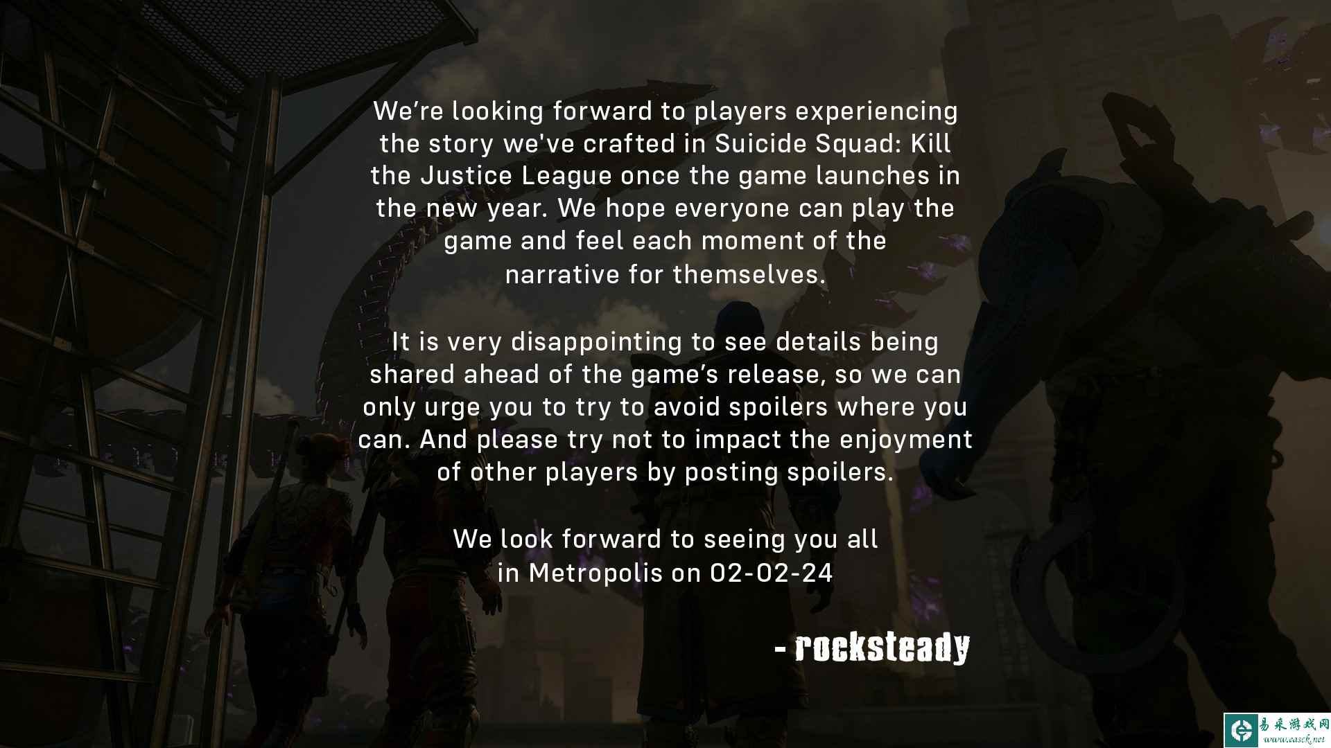 开发商就《自杀小队：战胜正义联盟》游戏泄露发表声明 呼吁避免剧透