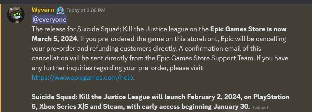 《自杀小队：战胜正义联盟》Epic平台延期发布 其他平台按计划推出