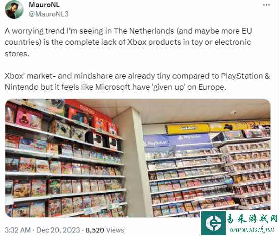 玩家晒荷兰游戏店货架：Xbox已完全被抛弃