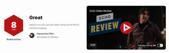 漫威《回声》IGN 8分：相当大胆的暴力超级英雄故事！