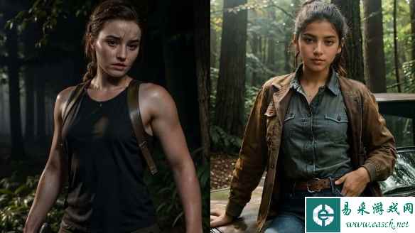 粉丝晒出《最后生还者2》真人剧集艾比和迪娜AI绘图