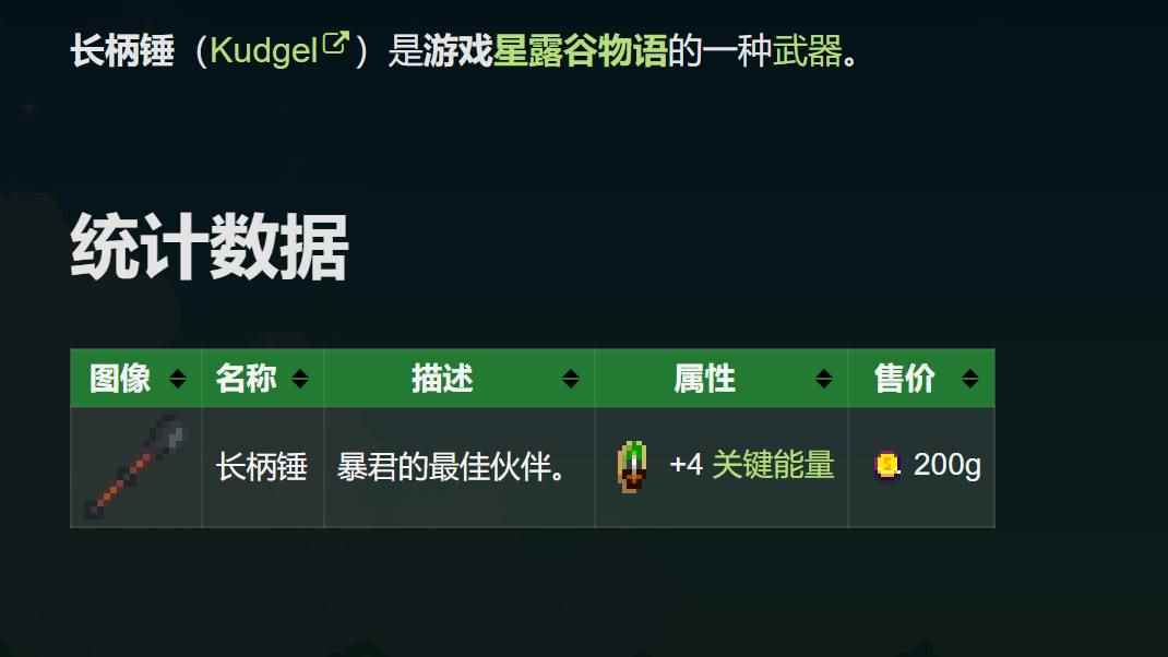 星露谷物语长柄锤怎么获取 长柄锤获取攻略
