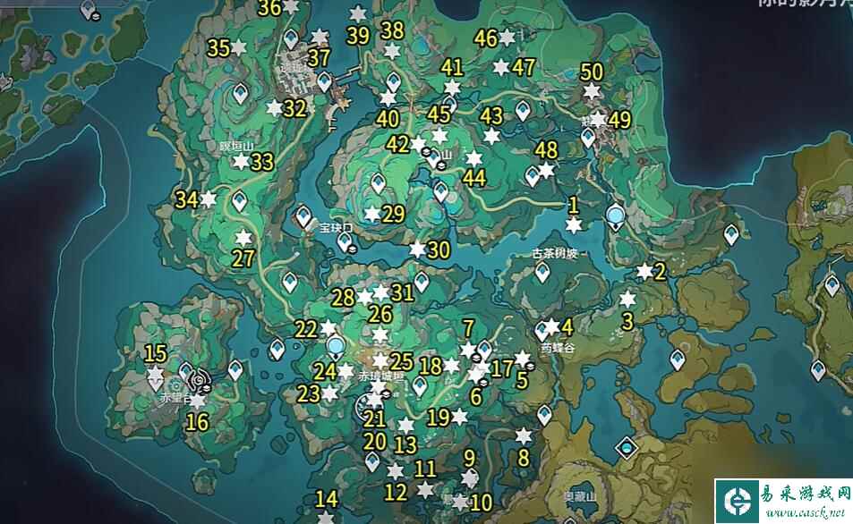 原神4.450个苍灵鲤采集路线