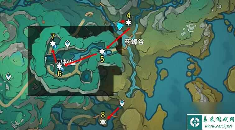 原神4.450个苍灵鲤采集路线
