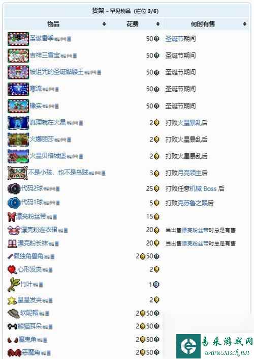泰拉瑞亚什么东西都有的 泰拉瑞亚旅商卖的稀有物品有哪些