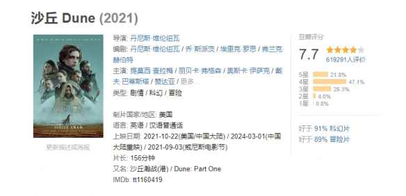 电影《沙丘》重映预售已开启！第二部将于3月8日上映