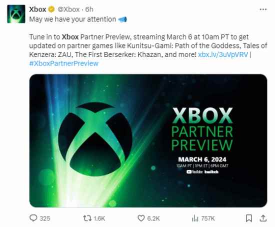 Xbox新发布将在3月7日举行 包括至少12款新游戏的预告