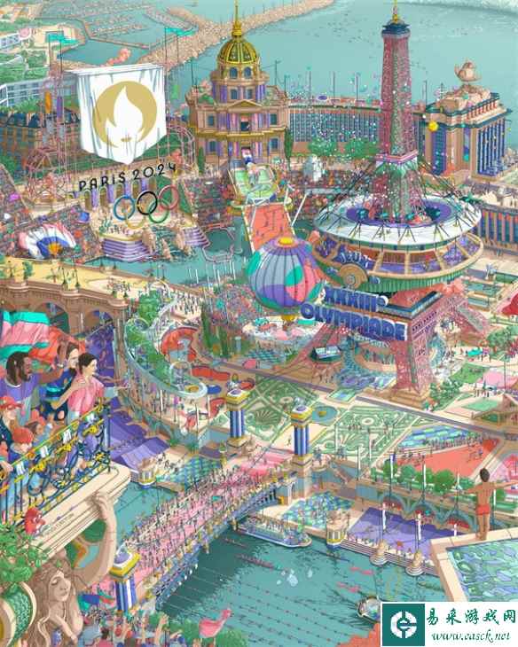 巴黎奥运会官方发布宣传海报:由超现实主义插画师绘制