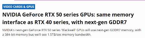 RTX 5090爆料：采用新一代GDDR7显存 带宽提升50%