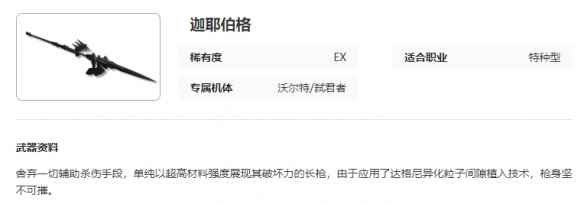 《艾塔纪元》迦耶伯格武器图鉴介绍一览