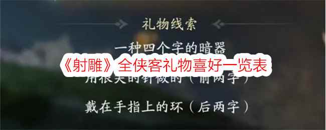 《射雕》全侠客礼物喜好一览表