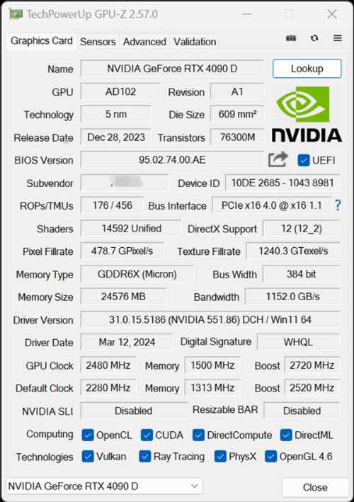 中国特供4090D可解锁600W功耗！性能反超RTX 4090