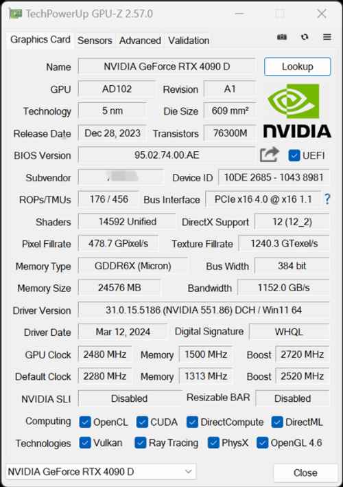 中国特供4090D可解锁600W功耗!性能反超RTX 4090