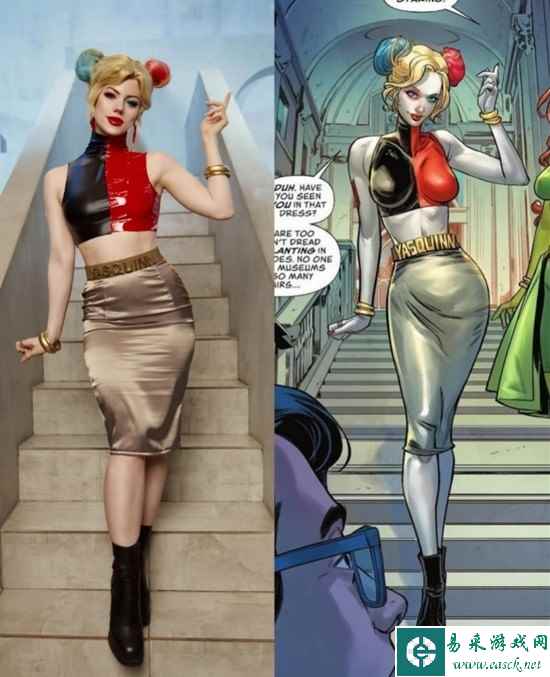 俄罗斯小姐姐COS小丑女 胶衣抹胸大秀热辣好身材！