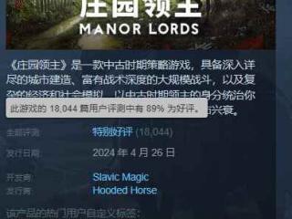 《庄园领主》Steam中文评价褒贬不一！好评率仅65%