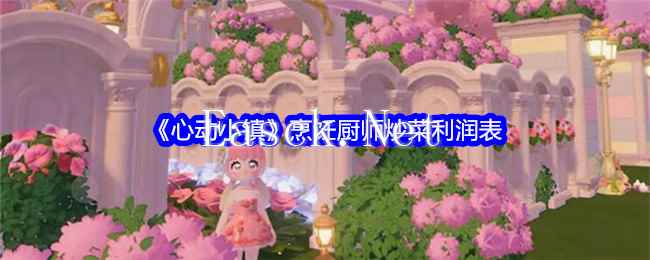 《心动小镇》烹饪厨师炒菜利润表