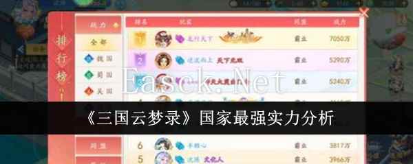 《三国云梦录》国家最强实力分析