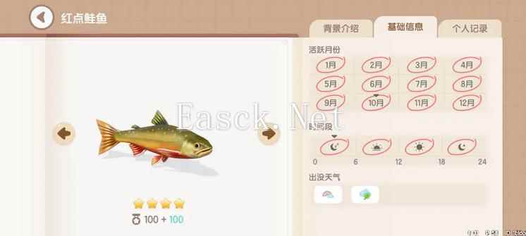 《心动小镇》红点鲑鱼钓鱼时间地点分享