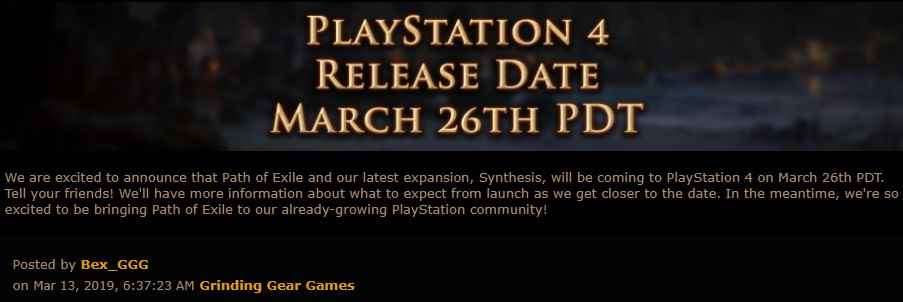 《流放之路》PS4版几经跳票 现确认3月27日上线