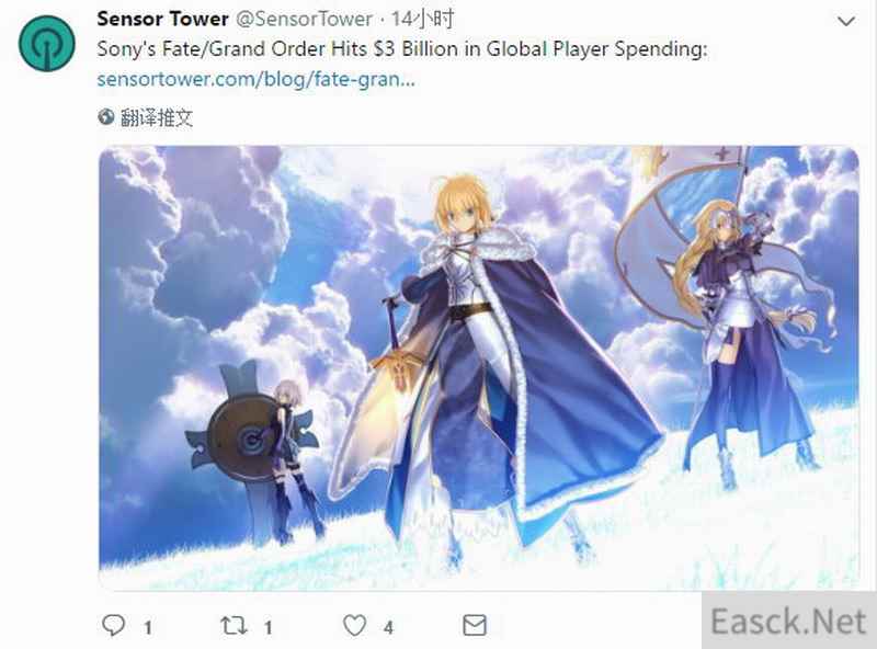 FGO全球收入破30亿美元 八成以上收入来自日本玩家