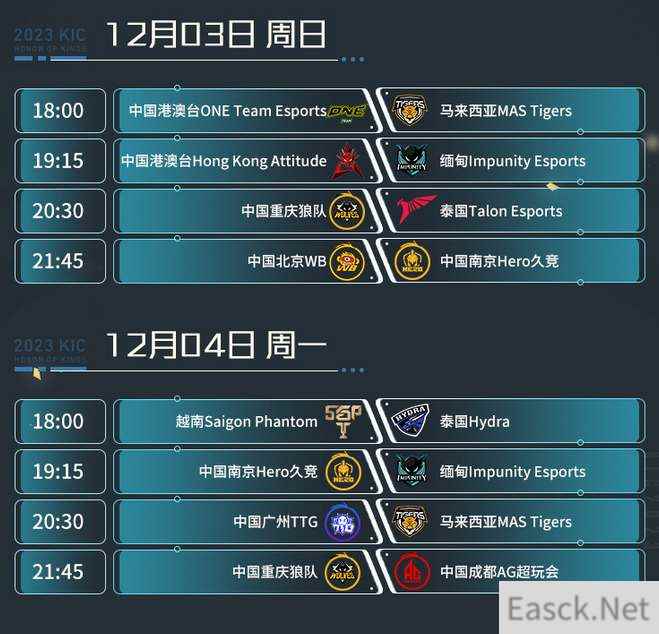 王者荣耀2023世冠KIC小组赛赛程