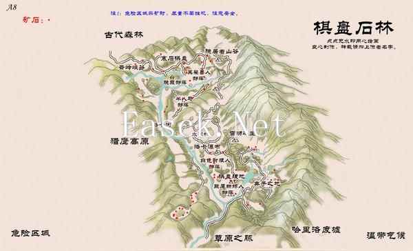 上古玩家分享:手绘矿石分布图(哈里拉大陆)