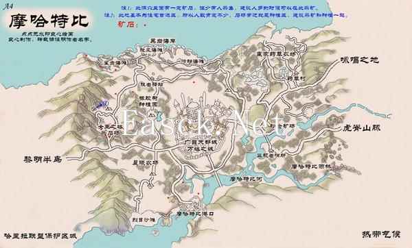 上古玩家分享:手绘矿石分布图(哈里拉大陆)