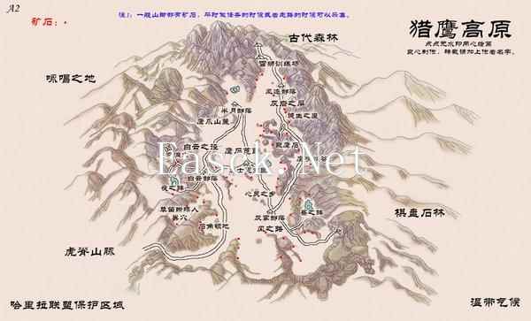 上古玩家分享:手绘矿石分布图(哈里拉大陆)