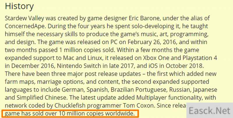 《星露谷物语》全球销量超1千万份 种田游戏让人沉迷